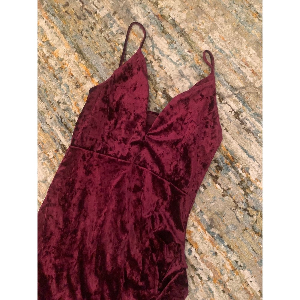 Windsor Magenta Crashed Velvet Assymetric Hem Mini Dress